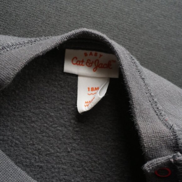 Cat & Jack Dinosaur Valentine Cupid Fleece Sweatshirt Gray Baby Sz 18m - Picture 5 of 8